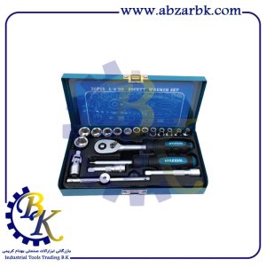 جعبه بکس 20 پارچه شش پر درایو 1/4 کد K20 مارک HYUNDAI | بازرگانی ابزارآلات صنعتی BK