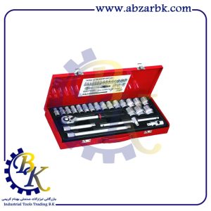 جعبه بکس 24 پارچه شش پر درایو 1/2 مارک TRANSTIME مدل TT210302 | بازرگانی ابزارآلات صنعتی BK
