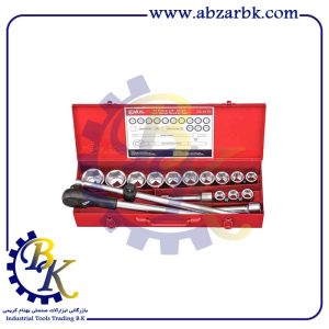 جعبه بکس ۱۷ پارچه درایو ۳/۴ شش پر مارک GENIUS مدل GS-617S | بازرگانی ابزارآلات صنعتی BK