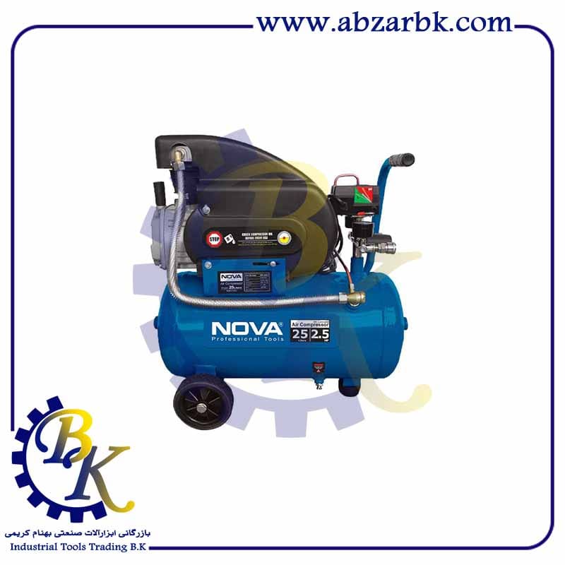 کمپرسور هوا 25 لیتری نووا NTA-9025 | بازرگانی ابزارآلات صنعتی BK کمپرسور هوا 25 لیتری نووا NTA-9025 | بازرگانی ابزارآلات صنعتی BK