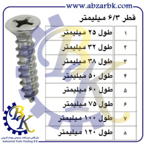 پیچ چهارسو سر تخت نوک تیز بازرگانی ابزارآلات صنعتی بهنام کریمی ABZARBK