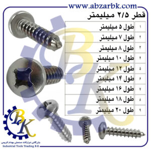 پیچ چهارسو سر گرد نوک تیز بازرگانی ابزارآلات صنعتی بهنام کریمی ABZARBK