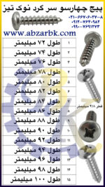 پیچ چهارسو سر گرد نوک تیز بازرگانی ابزارآلات صنعتی بهنام کریمی ABZARBK