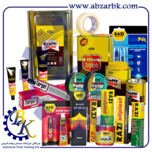 تهیه و تامین و عرضه انواع چسب های برند رازی RAZI بازرگانی ابزارآلات صنعتی بهنام کریمی ABZARBK