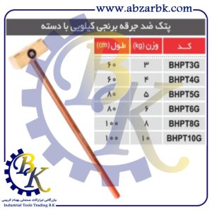 تهیه و تامین و عرضه انواع پتک ضد جرقه برنجی برند مهدوی MAHDAVY بازرگانی ابزارآلات صنعتی بهنام کریمی ABZARBK